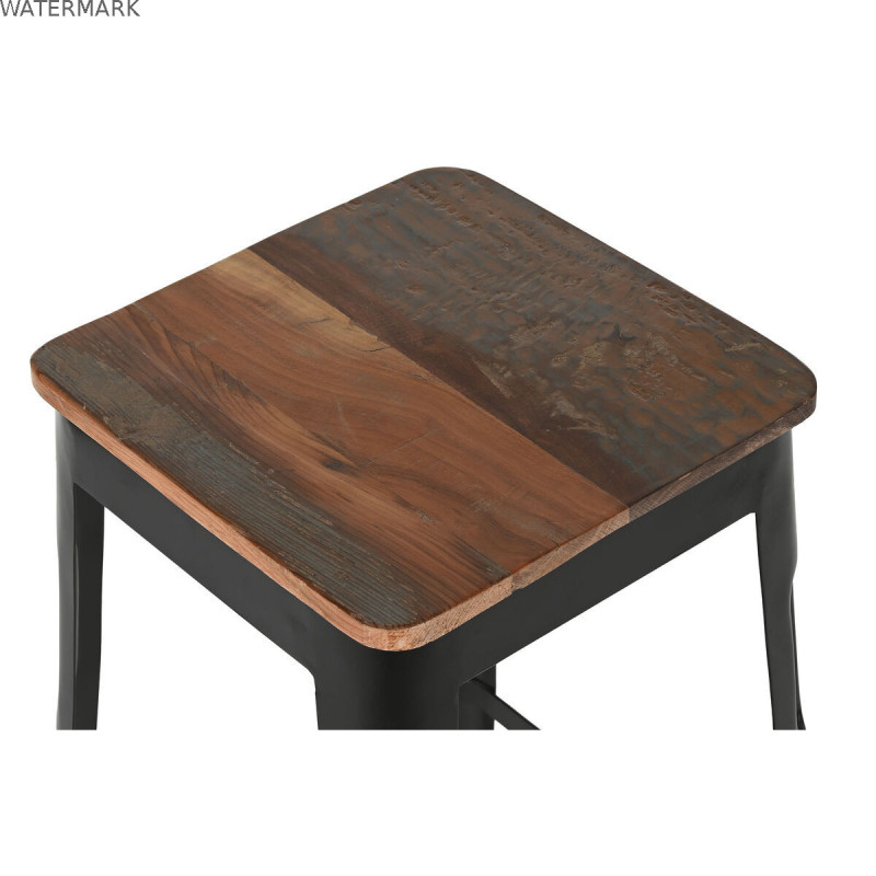 Tabouret Home ESPRIT Marron Noir Bois Métal 34 x 33 x 77 cm