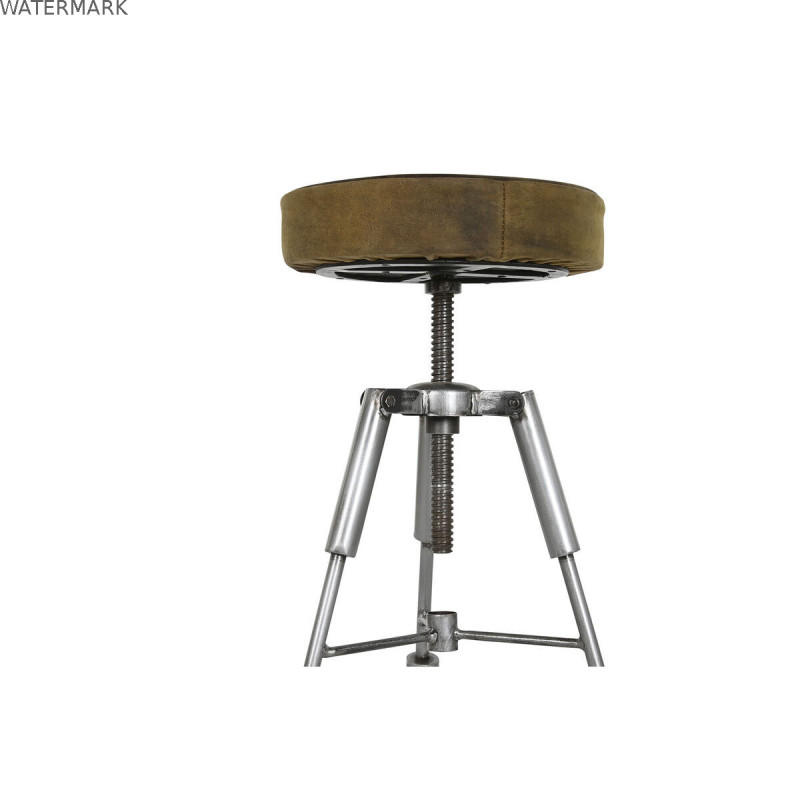Tabouret Home ESPRIT Marron Argenté Cuir Métal 39 x 39 x 57 cm