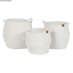 Set de basket Home ESPRIT Blanc Moderne 34 x 34 x 34 cm (3 Pièces)