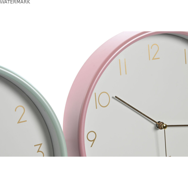 Horloge Murale Home ESPRIT Corail Menthe Lila PVC 25,5 x 4,3 x 25,5 cm (3 Unités)