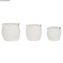 Set de basket Home ESPRIT Blanc Moderne 34 x 34 x 34 cm (3 Pièces)