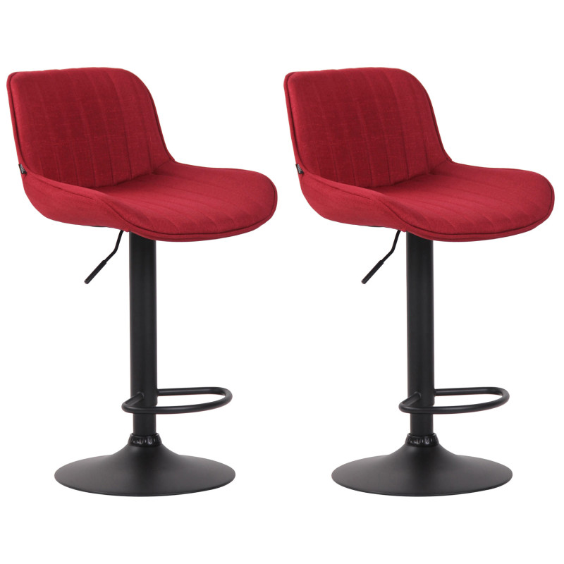 Set di 2 sgabelli da bar Lentini in tessuto rosso,nero