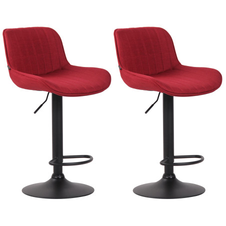 Set di 2 sgabelli da bar Lentini in tessuto rosso,nero