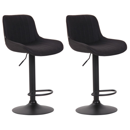 Lot de 2 tabourets de bar Lentini en tissu noir noir