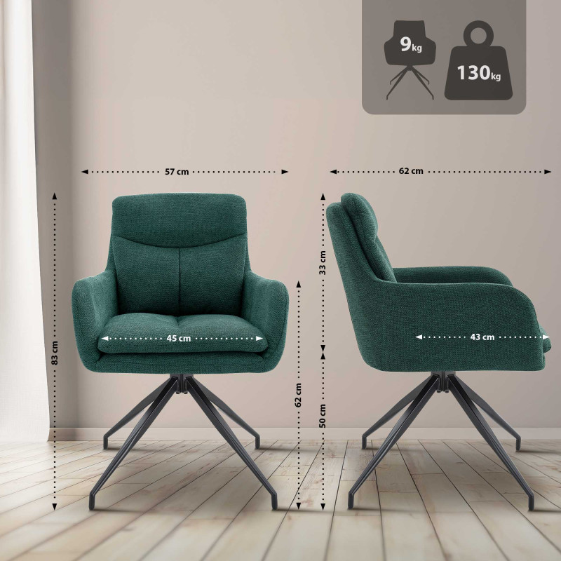 Chaise de salle à manger Somers en tissu vert
