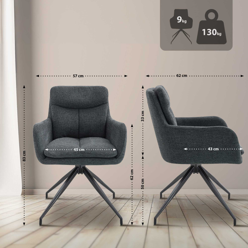 Chaise de salle à manger Somers en tissu gris foncé