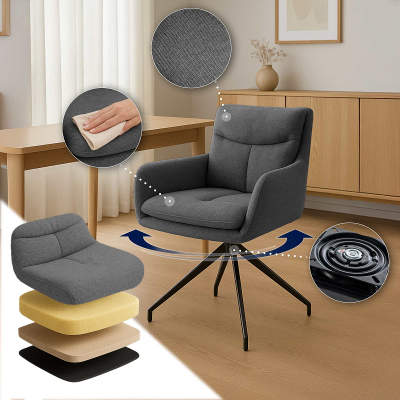 Chaise de salle à manger Somers en tissu gris foncé