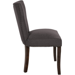 Lot de 2 chaises de salle à manger Zadar en tissu gris foncé antique