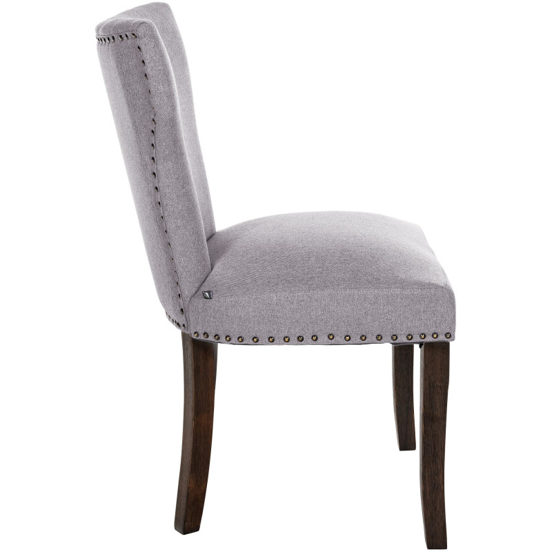 Lot de 2 chaises de salle à manger Zadar en tissu gris foncé antique