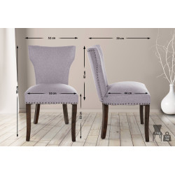 Lot de 2 chaises de salle à manger Zadar en tissu gris foncé antique