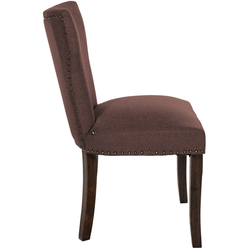 Lot de 2 chaises de salle à manger en tissu Zadar marron foncé antique