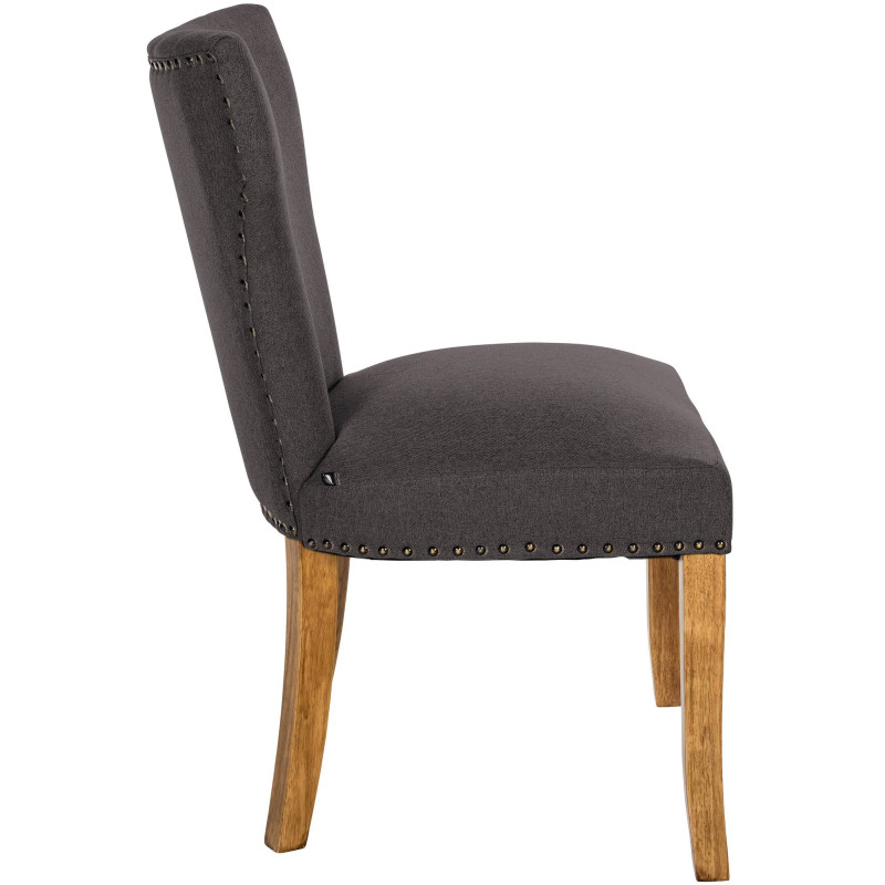 Lot de 2 chaises de salle à manger Zadar en tissu gris foncé clair antique
