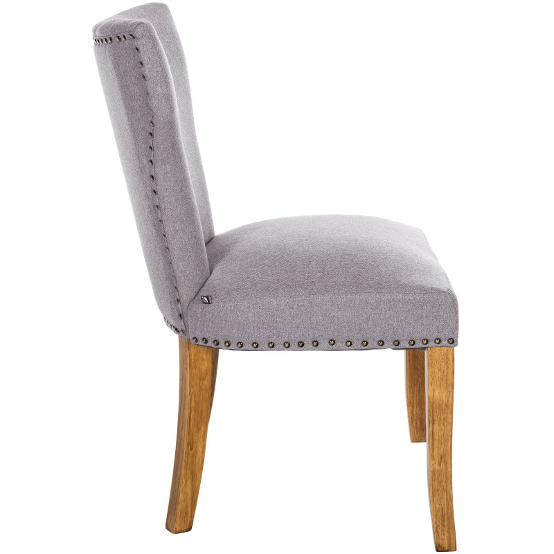 Lot de 2 chaises de salle à manger Zadar en tissu gris clair antique