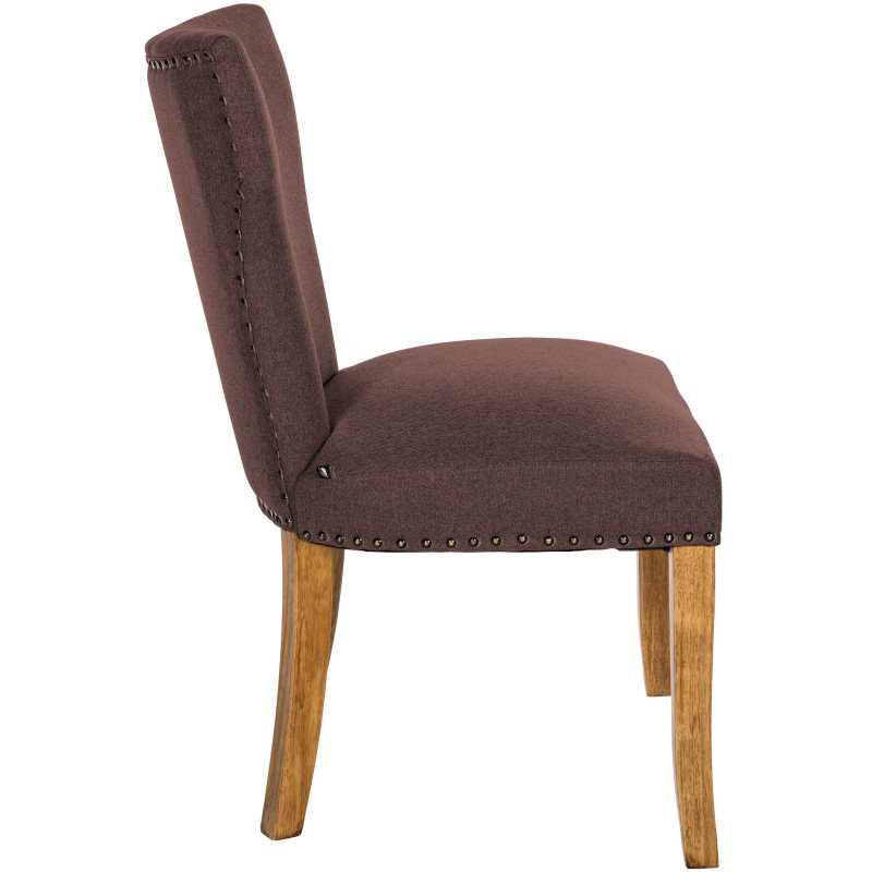 Lot de 2 chaises de salle à manger Zadar en tissu marron clair antique