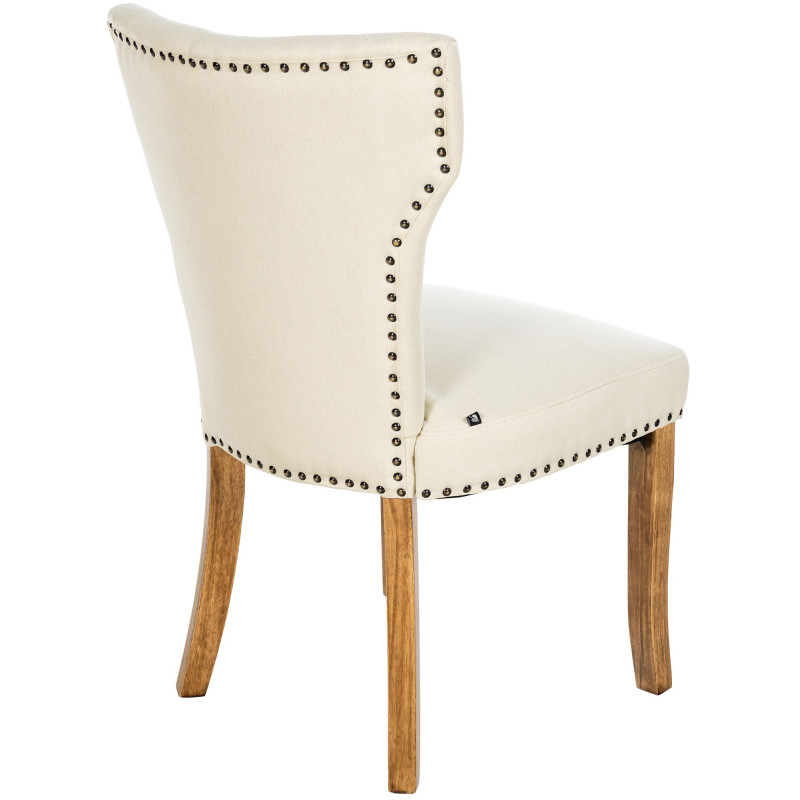 Lot de 2 chaises de salle à manger Zadar en tissu crème clair antique
