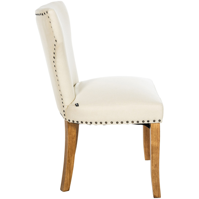 Lot de 2 chaises de salle à manger Zadar en tissu crème clair antique