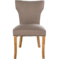 Lot de 2 chaises de salle à manger Zadar en tissu taupe clair antique