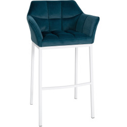 Tabouret de bar en velours Damaso W avec structure à 4 pieds