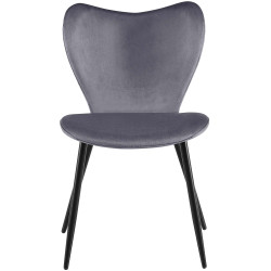 Chaise de salle à manger Maika en velours gris foncé