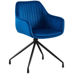 Chaise de salle à manger Welby en velours bleu foncé
