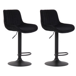 Set de 2 taburetes de bar Lentini en terciopelo Negro,Negro