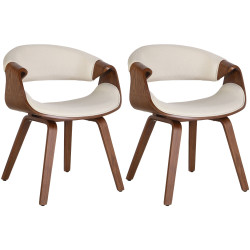 Lot de 2 chaises de salle à manger en tissu Foley chêne/crème