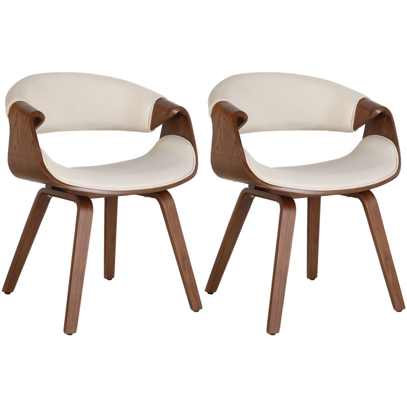 Lot de 2 chaises de salle à manger en tissu Foley chêne/crème