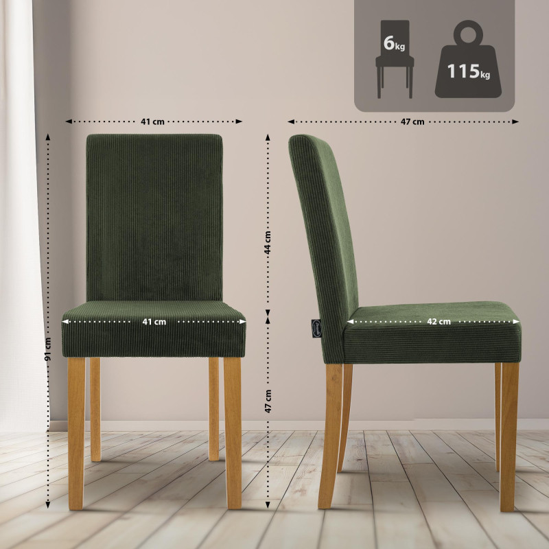 Chaise de salle à manger Ina Cord vert clair antique