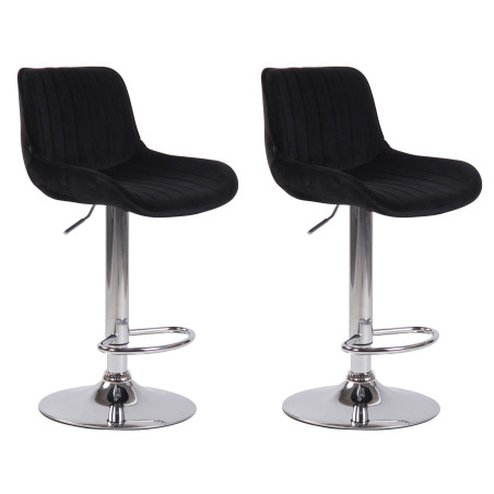 Lot de 2 tabourets de bar Lentini en velours noir chromé
