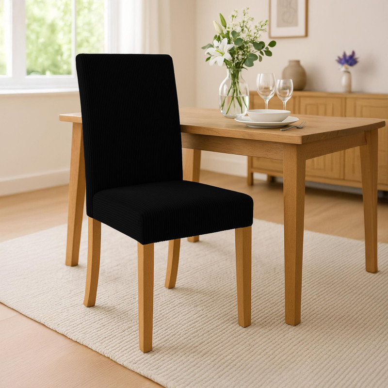 Chaise de salle à manger Ina Cord noir clair antique