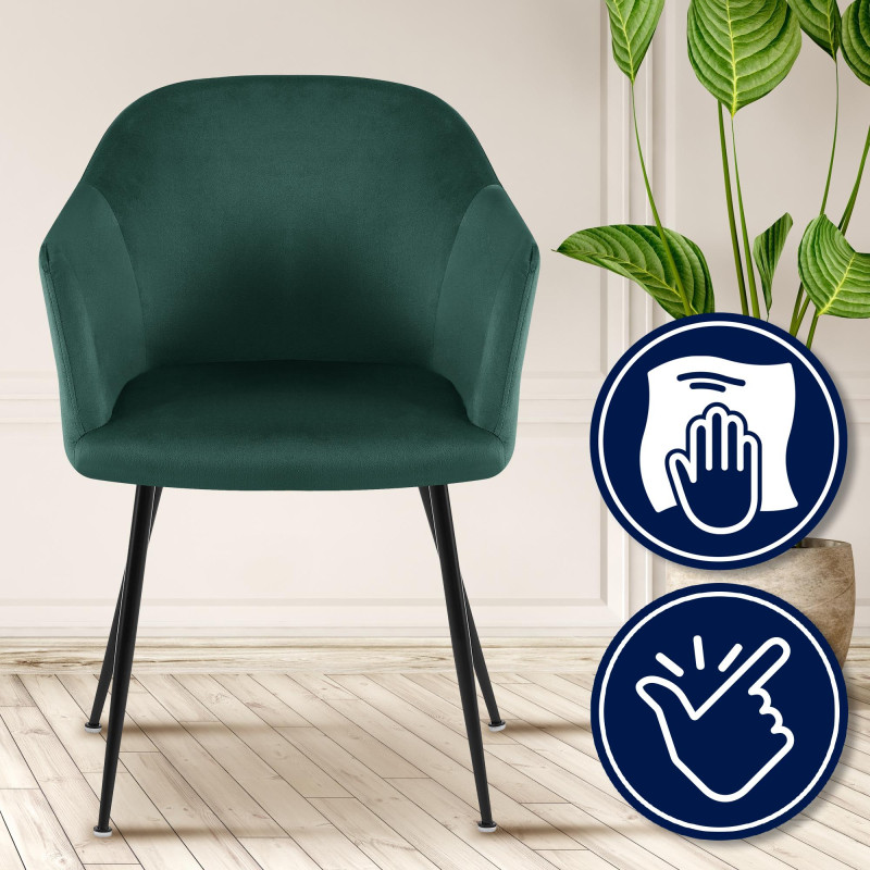 Chaise de salle à manger en velours Jaysie vert foncé