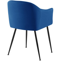 Chaise de salle à manger en velours Jaysie bleu foncé