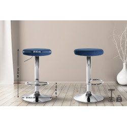 Tabouret de bar Ponte velours chromé