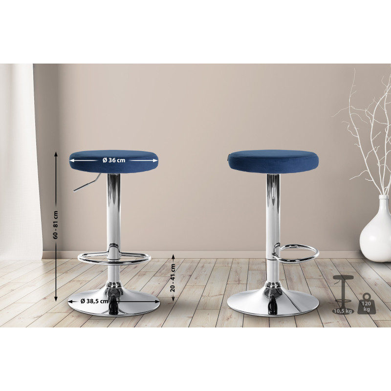 Tabouret de bar Ponte velours chromé