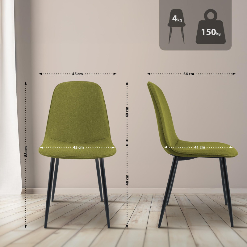 Chaise de salle à manger Maryam en tissu vert