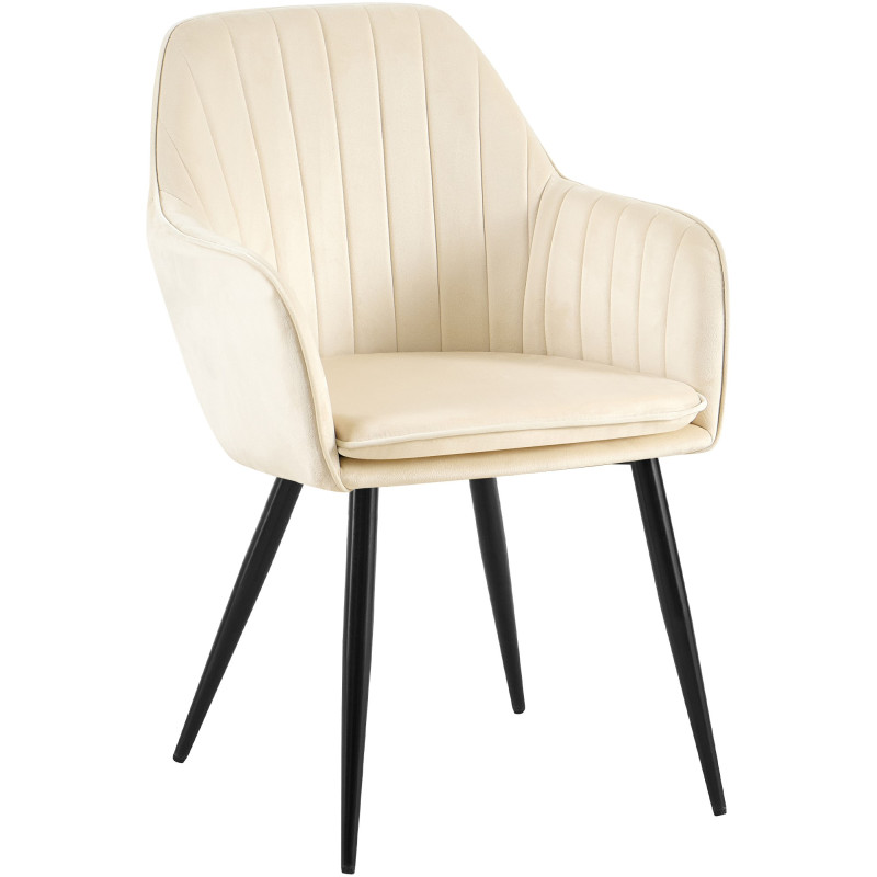 Chaise de salle à manger Cheryl velours noir crème