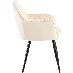 Chaise de salle à manger Cheryl velours noir crème