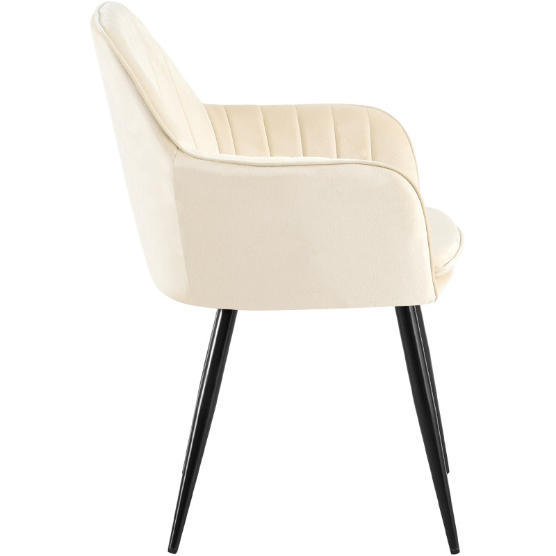 Chaise de salle à manger Cheryl velours noir crème