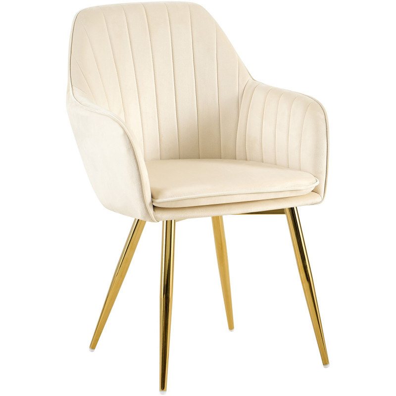 Chaise de salle à manger Cheryl velours doré crème