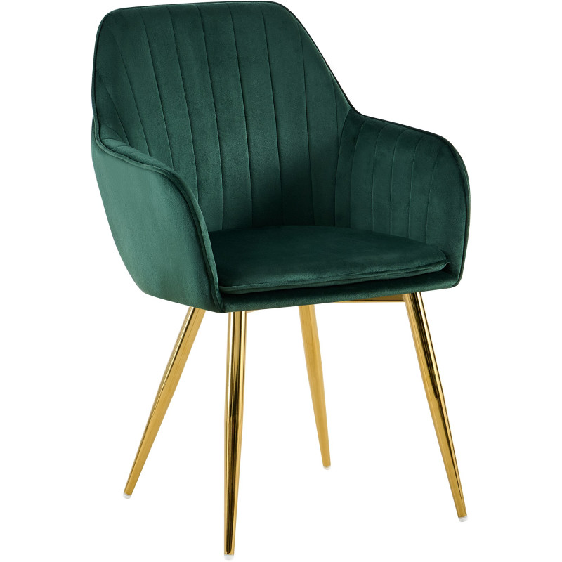 Chaise de salle à manger Cheryl velours vert doré