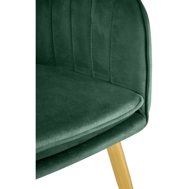 Chaise de salle à manger Cheryl velours vert doré