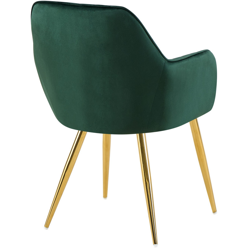 Chaise de salle à manger Cheryl velours vert doré