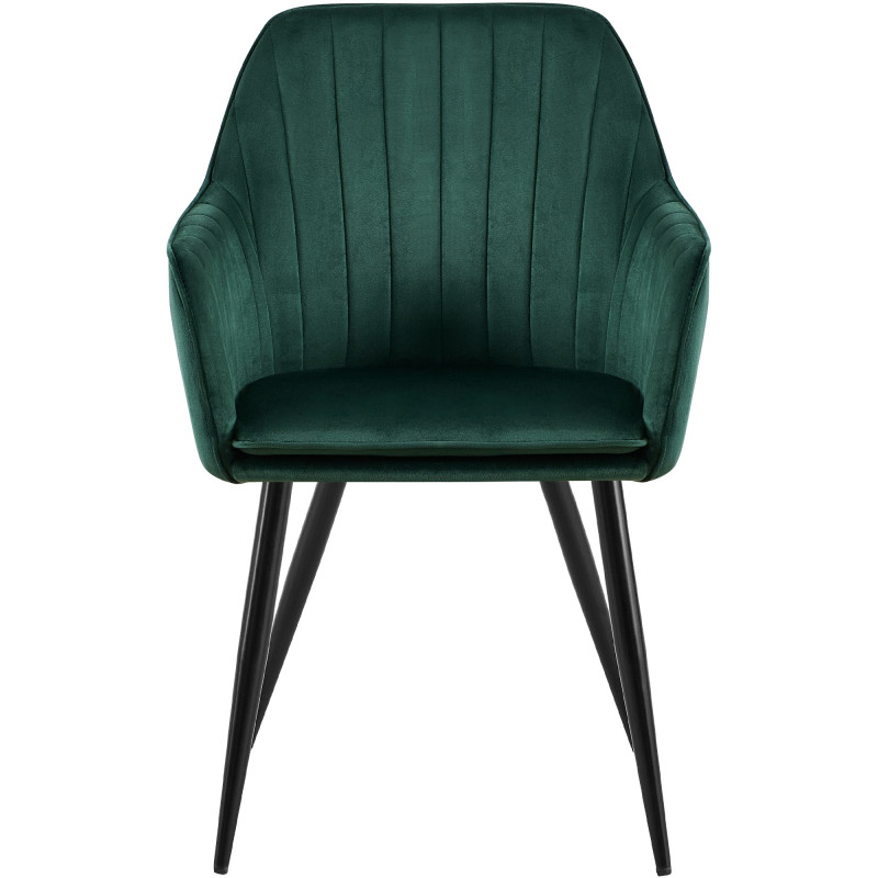 Chaise de salle à manger Cheryl velours noir vert