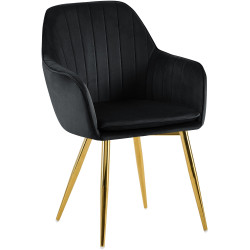 Chaise de salle à manger Cheryl velours doré noir