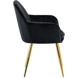 Chaise de salle à manger Cheryl velours doré noir