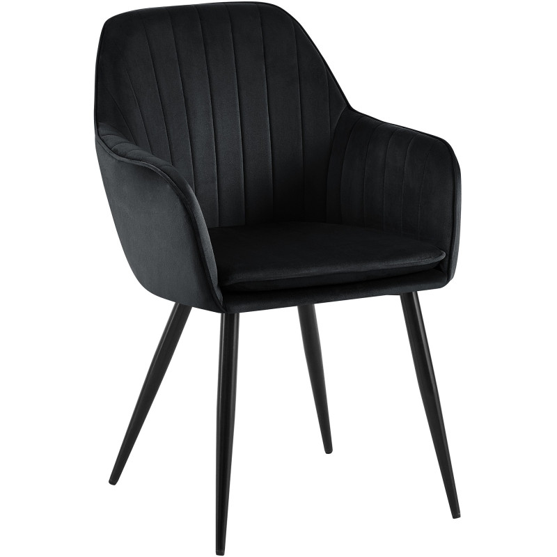Chaise de salle à manger Cheryl en velours noir