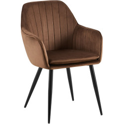Chaise de salle à manger Cheryl en velours noir marron