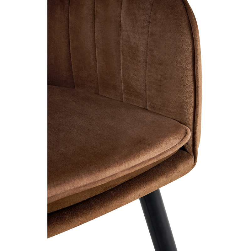 Chaise de salle à manger Cheryl en velours noir marron