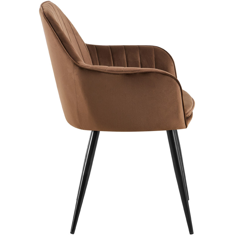 Chaise de salle à manger Cheryl en velours noir marron