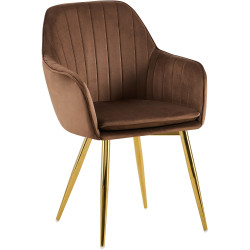 Chaise de salle à manger Cheryl en velours doré marron